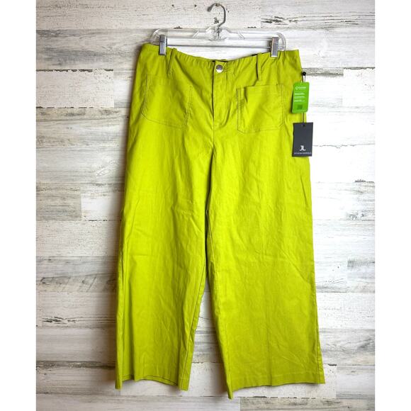 Jules & Leopold Women’s XL Lime Green Wide Leg Crop Lightweight trouser Pant NWT - Picture 1 of 6